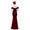 CSCDD Ladies Toasting Wedding Long Dress Shoulder Thank-You Dinner Slim-fit Dress Wedding Evening Dress