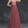 Women's Sexy V-Neck Evening Gown Chiffon Lace Dress Sleeveless Embroidery Formal Party Prom Long