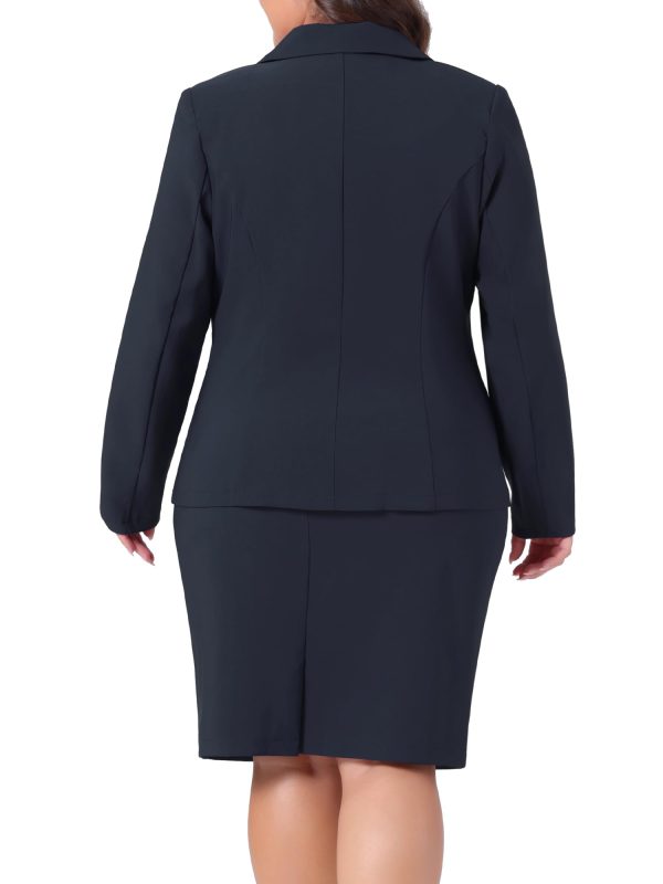 Plus Size Blazer and Skirt Suit Sets for Women 2 Piece Outfits Business Casual Suit Sets