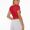 Womens Short Sleeve T Shirts Double Lined Square Neck Going Out Crop Tops Summer Cute Clothes Basics Tees