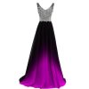 Women Formal Beaded Gradient Black Ombre Chiffon Long Prom Evening Dresses