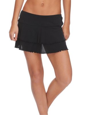 Women's Standard Lambada Solid Mesh Swimsuit Cover Up Skirt