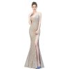 Women's Luxury Cocktail Party Dinner Dress Silver Sequins Slim Fit Long Skirt Women Sexy Elegant Evening Gown