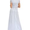 Women's Short Sleeve Beaded Blouson Long Dress