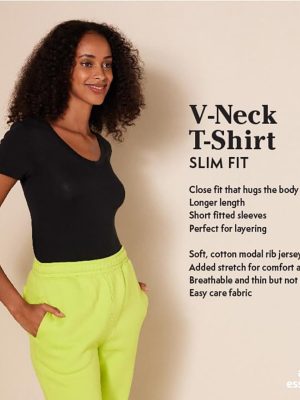 Women's Slim-Fit Short-Sleeve V-Neck T-Shirt, Pack of 2