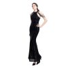 Classic Black Beaded Dignified Women's Dinner Dresses Women Elegant Slim Fishtail Party Long Evening Gown