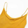 CSCDD Yellow Halter Dress Women's Long Dress Backback Satin Dress Women's Dinner Party Dress