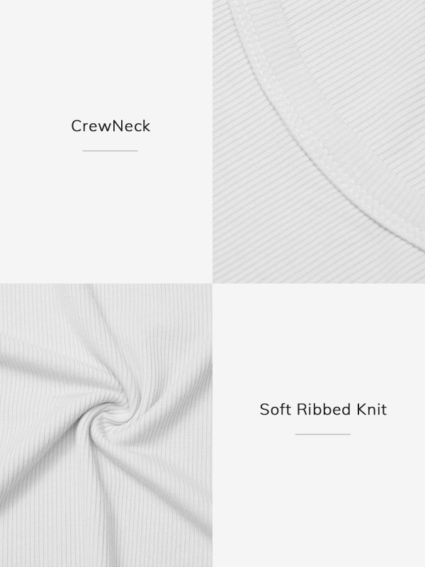 Womens Long Sleeve Crewneck Ribbed Tops Fitted Stretch Casual Basic T Shirts 2025