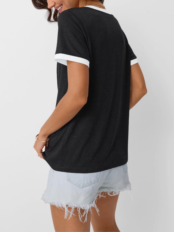 Womens Short Sleeve T-Shirts Summer Tops Casual Soft Tunic V Neck Basic Workout Clothes Spring Fashion Outfits 2025