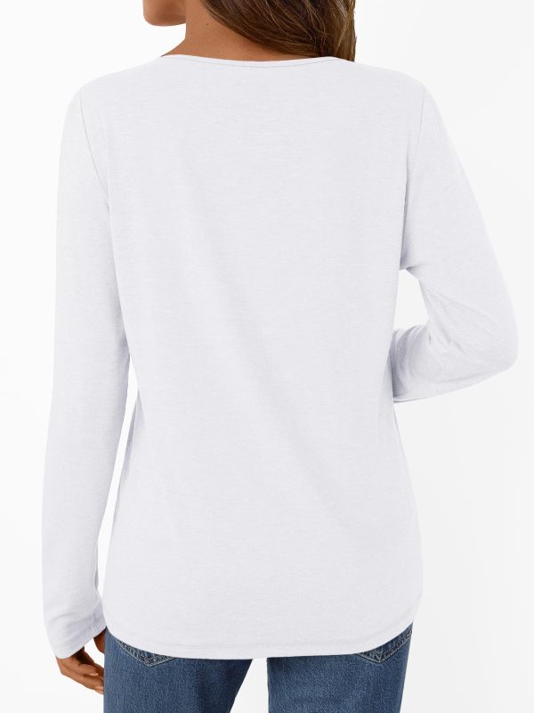 Womens Long Sleeve Tops T Shirts V Neck Casual Top Comfortable Shirt Soft Basic Tees Women Blouses