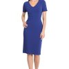 Women's Scallop Trim V-Neck and Short Sleeve Desk to Dinner Office Workwear Event Occasion Guest of