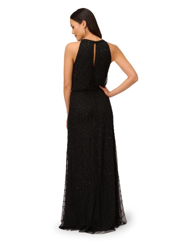 Women's Beaded Halter Long Dress