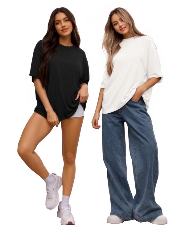 Women's Oversized T Shirts Short Sleeve Crewneck Loose Fit Tops Summer Basic Tee