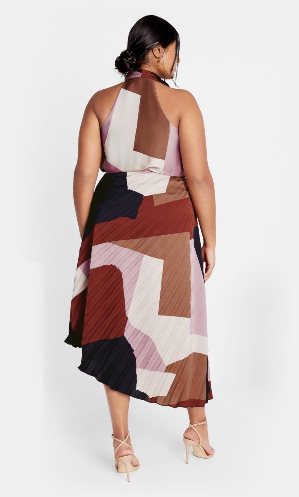 Women's Plus Size Skirt-Amaya Asymmetrical Harmonica Pleat Print