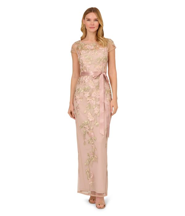 Women's Cascading Floral COLMN GWN, Merlot Multi/Nude