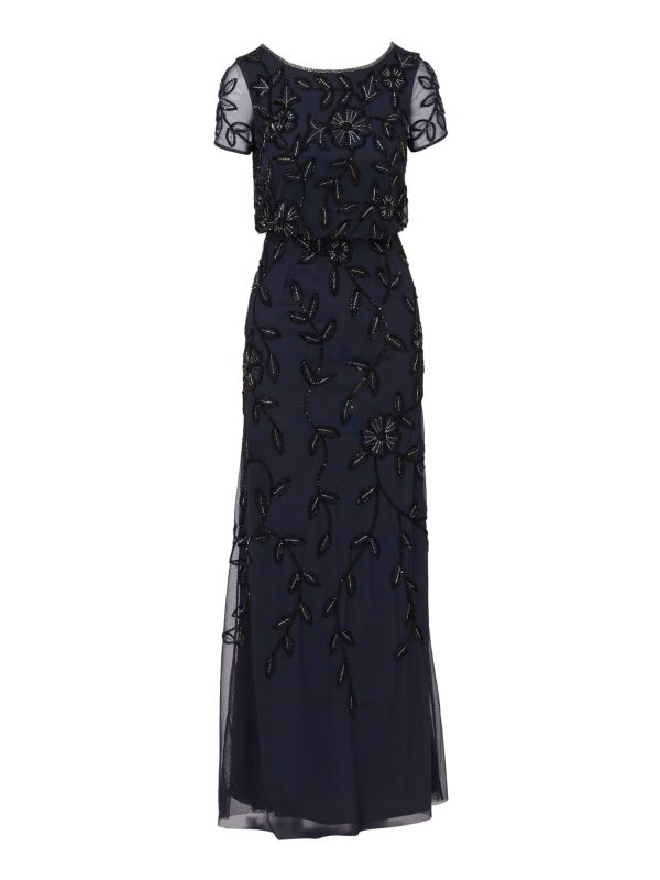 Women's Blouson Beaded Long Dress