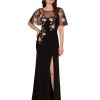 Women's Beaded Crepe Long Dress