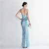 Ladies Mermaid Evening Gowns Sexy Spaghetti Strap V Neck Backless Maxi Skirt Women Elegant Party Dinner Dresses