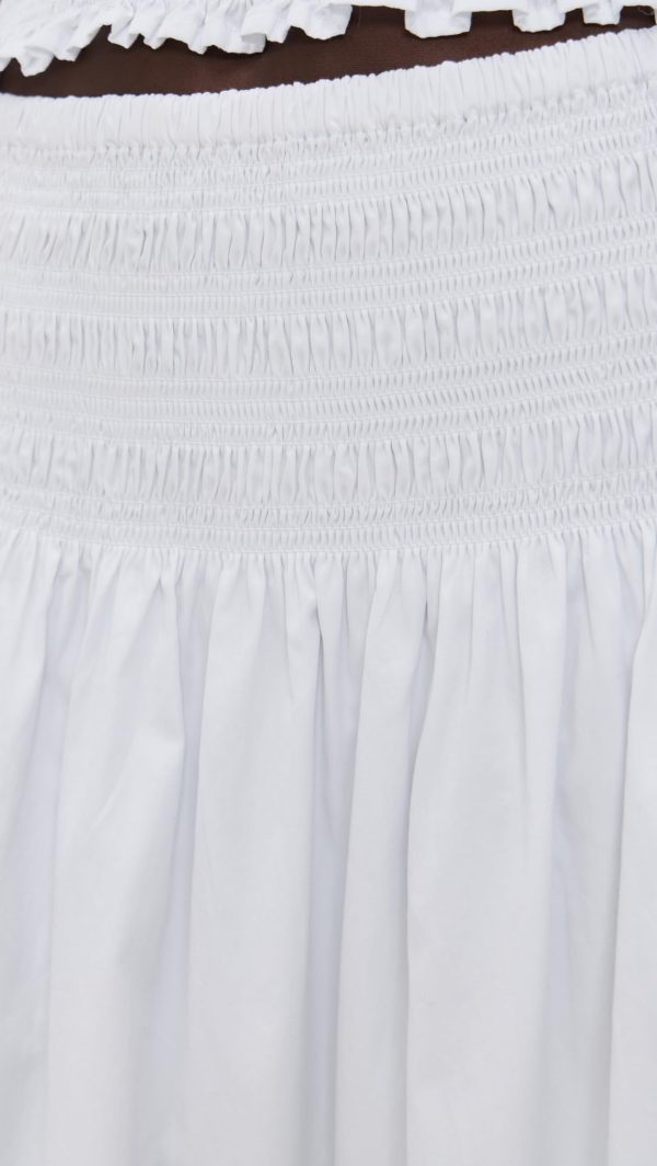Women's Smocked-Waist Poplin Midi Skirt