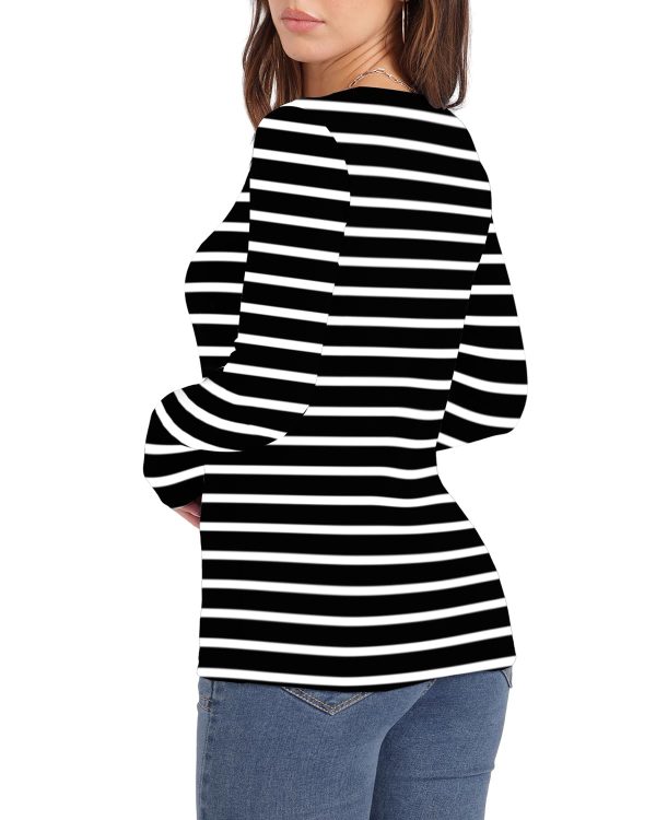 Women's Knit Ribbed Long Sleeve Shirts 2025 Spring Casual Crewneck Tops Slim Fitted Basic Tees