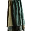 Women's Casual Elastic Waist Linen Patchwork A-Line Frayed Raw Hem Hippie Long Irregular Linen Skirt