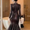 Women's Vintage Elegant Sweet Sparkly Evening Dress V-Neck Long Skinny Party Prom Maxi Dresses