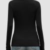 Womens Fall Deep V Neck Long Sleeve Shirts Modal Slim Fit Basic Tee Tops 2025