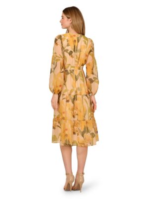 Women's Floral Organza Midi Dress