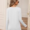 Womens V Neck Long Sleeve Shirts Casual Curved Hem Tunic Tops Basic Loose Fit T Shirts Tees 2025
