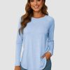 Long Sleeve Shirts for Women Fall Outfit 2025 Fashion Casual T Shirt Round Neck Basic Loose Tunic Tops