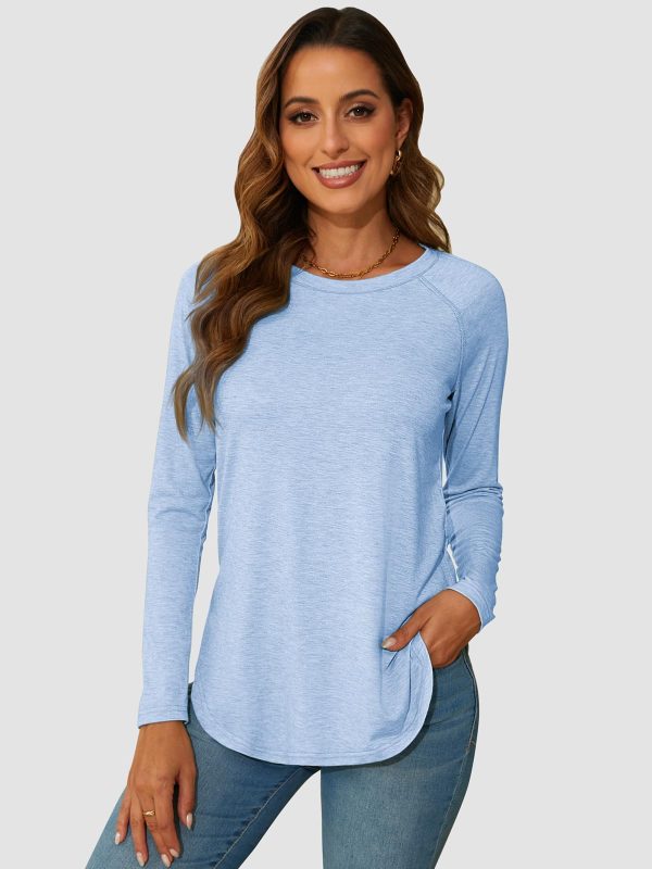 Long Sleeve Shirts for Women Fall Outfit 2025 Fashion Casual T Shirt Round Neck Basic Loose Tunic Tops