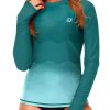 Womens Gradient Rash Guard UPF 50+ Swim Shirts Surfing Top with Thumb Hole