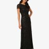 Women's Short-Sleeve All Over Sequin Gown
