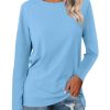 Women's Color Block Tops Casual Long Sleeve Tunic Round Neck Pullover Shirts