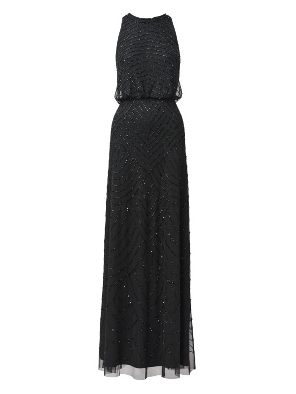 Women's Beaded Halter Long Dress