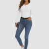Womens Long Sleeve Crewneck Ribbed Tops Fitted Stretch Casual Basic T Shirts 2025