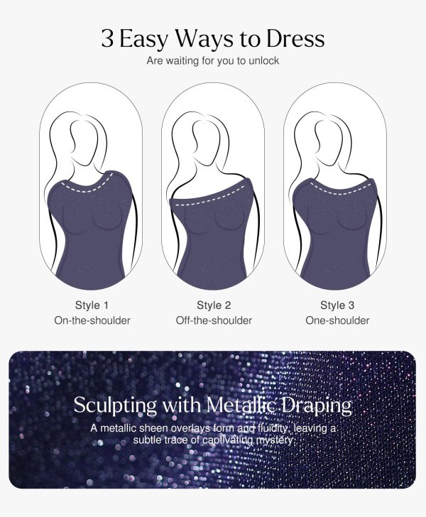 Sparkly Dresses for Women Long Sleeve Off The Shoulder Cocktail Dresses Bodycon Shapewear Mermaid Dress