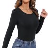 Women's Long Sleeve T-Shirt Scoop Neck Rayon Slim Fit Stretchy Layer T Shirts Tops