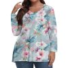 Womens Dressy Casual Long Sleeve Tops Crew Neck Ladies Fall Outfits Trendy Plus Size Floral Print Shirts