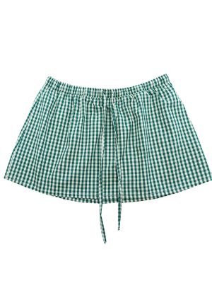 Women Y2k Plaid Mini Skirts Elastic Waist Low Rise A Line Boxer Skirt Summer Gingham Going Out Bubble Short Skirts