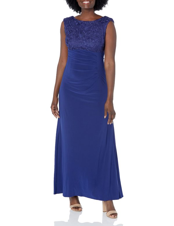 Women's Long Cowl Back Mother of The Bride Dress, Formal Event, Wedding Guest Gown (Petite and Regular Sizes)