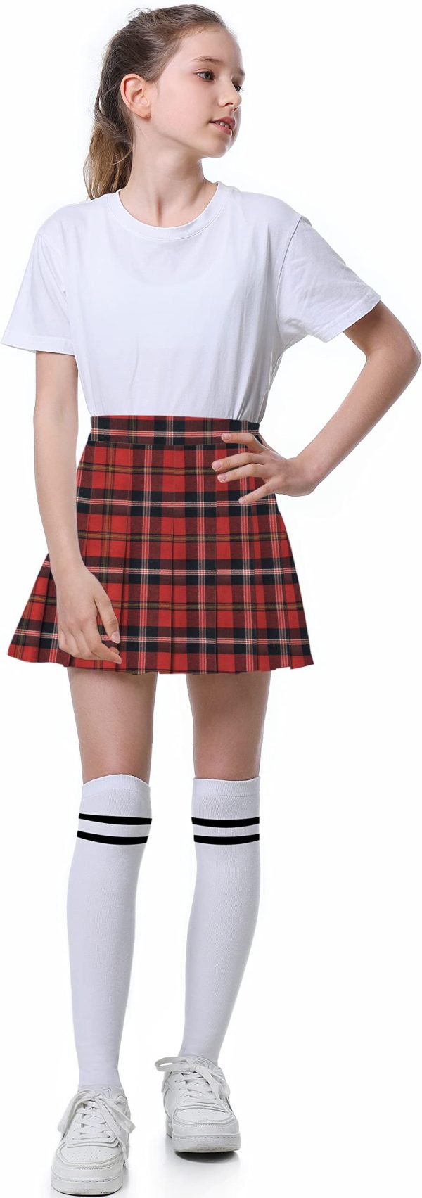 Girls Womens Pleated Mini Skirt Short High Waist School Uniform, 2Years - 4XL