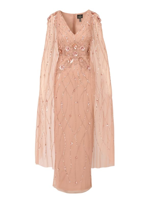 Women's Beaded Cape Long Dress