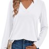 Womens Long Sleeve Tops T Shirts V Neck Casual Top Comfortable Shirt Soft Basic Tees Women Blouses