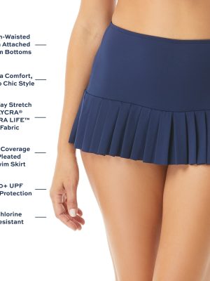 Sophie Pleated Skirted Swim Bottom — Sporty Skirt with Attached Bikini