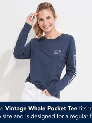 Women's Long-Sleeve Vintage Whale Pocket Tee