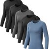 5 Pack Women's Compression Shirt Long Sleeve Workout Tops Athletic Baselayer Quick Dry Gym Yoga Running T-Shirt