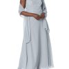 Women's Sleeveless Scallop Long Beaded Dress W/Scarf