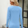 Women's Color Block Tops Casual Long Sleeve Tunic Round Neck Pullover Shirts