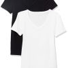 Women's Slim-Fit Short-Sleeve V-Neck T-Shirt, Pack of 2